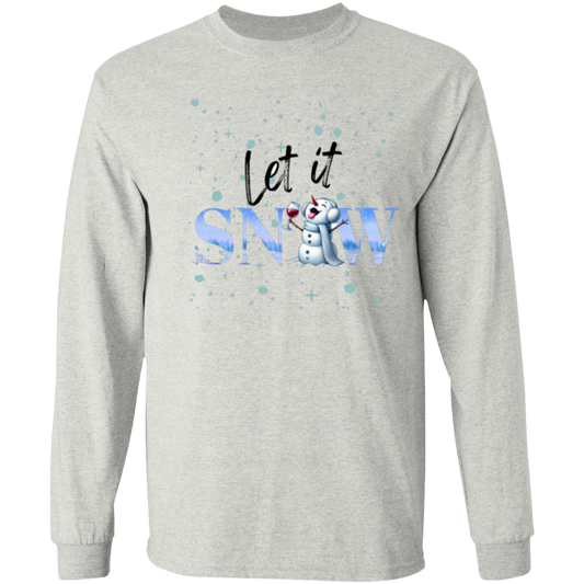 Snowman Playing in the snow drinking a glass of wine Long Sleeve T-shirt